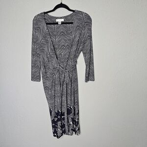 Motherhood Maternity Floral Flowy Wrap Style Midi‎ Dress Size S Small